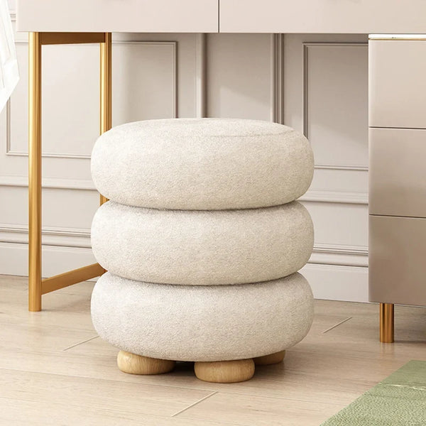 Macaron Velvet Swirl Ottoman Plush Cushion Footrest For Home