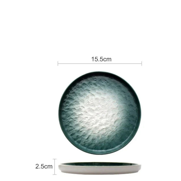 Emerald Gradient Dinner Plates Elegant Green Ceramic Tableware