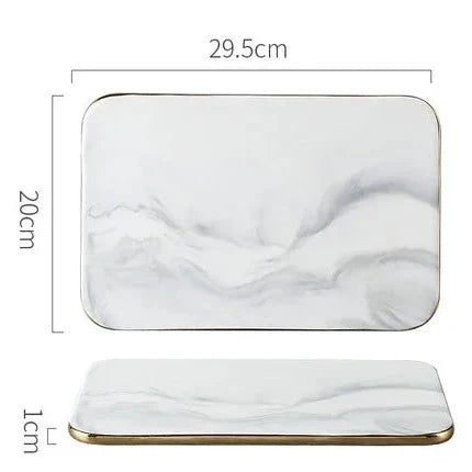 Elegant Gold Trim Marble Cutting Board For Kitchen Food Prep And Serving