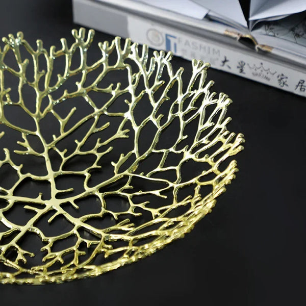 Elegant Metal Coral Decorative Bowl For Ocean Inspired Table Centerpiece