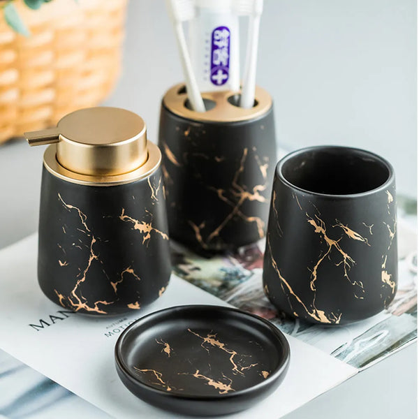 Nordic Marble Four Piece Bathroom Luxury Accessory Set