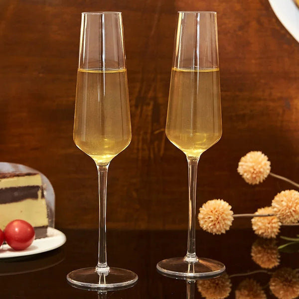 Premium Unbreakable Acrylic Champagne Flutes 4 Piece Clear Set