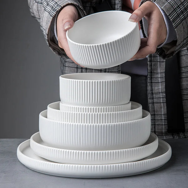 Ribbed Texture 25 Piece Dinnerware Set For Elegant Dining And Entertaining