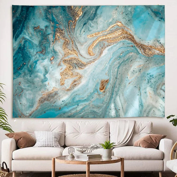 Blue Agate Wall Tapestry Polyester Canvas Fine Art Print Home Decor