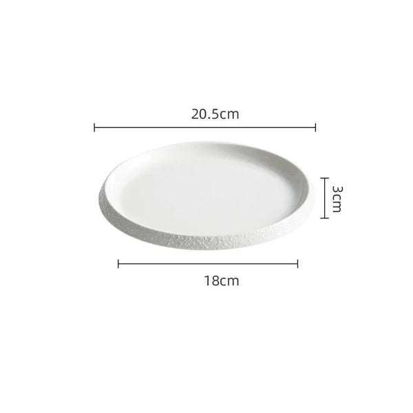 Minimalist White Ceramic Dinner Plate Elegant Kitchen Tableware