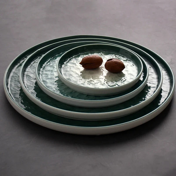 Emerald Gradient Dinner Plates Elegant Green Ceramic Tableware