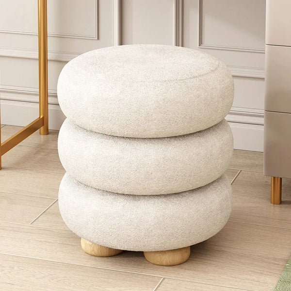 Macaron Velvet Swirl Ottoman Plush Cushion Footrest For Home