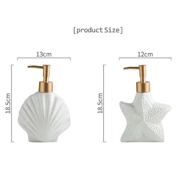 Nautical Ceramic Soap Dispenser Coastal Style Bathroom Sink Pump