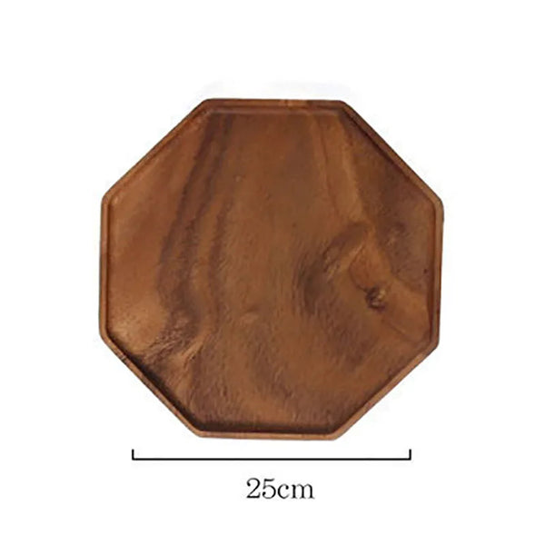 Honeycomb Acacia Wood Serving Plate Elegant Artisan Rustic Dining Tableware