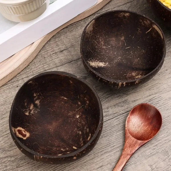 Handmade Coconut Shell Bowl And Spoon Set For Natural Kitchen Serving