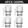 Clear Ribbed Glass Water Juice Cocktail Glasses 4 Piece Set