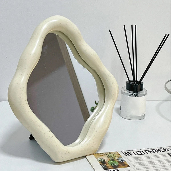 Handcrafted Wabi Sabi Wall Mirror Irregular Oval Design For Modern Home Decor