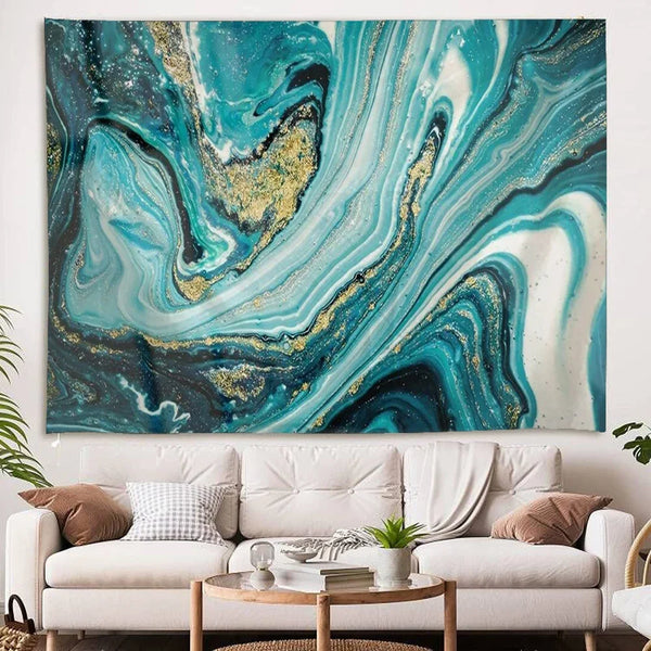 Blue Agate Wall Tapestry Polyester Canvas Fine Art Print Home Decor