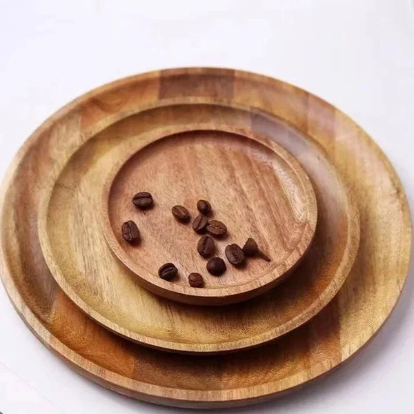 Elegant Acacia Wood Dinner Plates Rustic Tableware Set