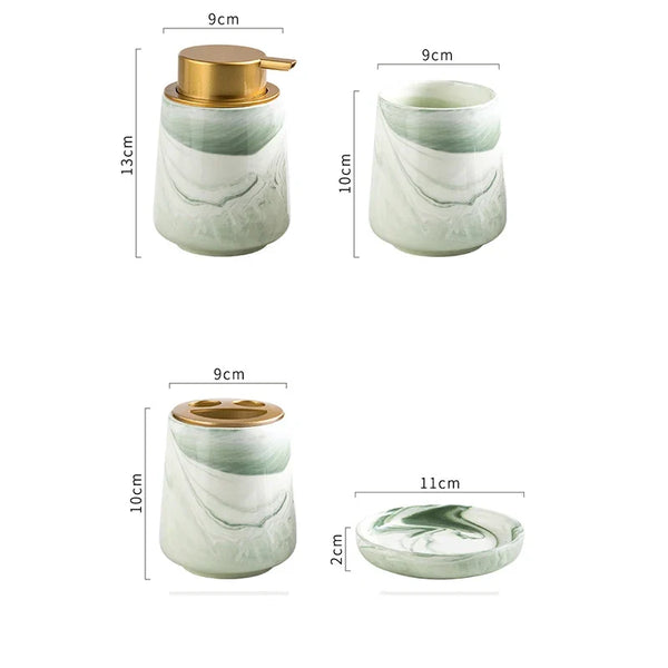 Green Marble 4 Piece Bathroom Set Modern Natural Stone