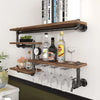 Industrial Floating Bar Shelf Wall Mounted Wood And Metal Rack