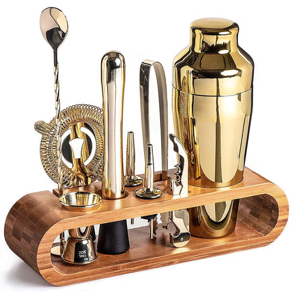 Luxury Metallic Home Bar Set With Elegant Cocktail Serving Tools