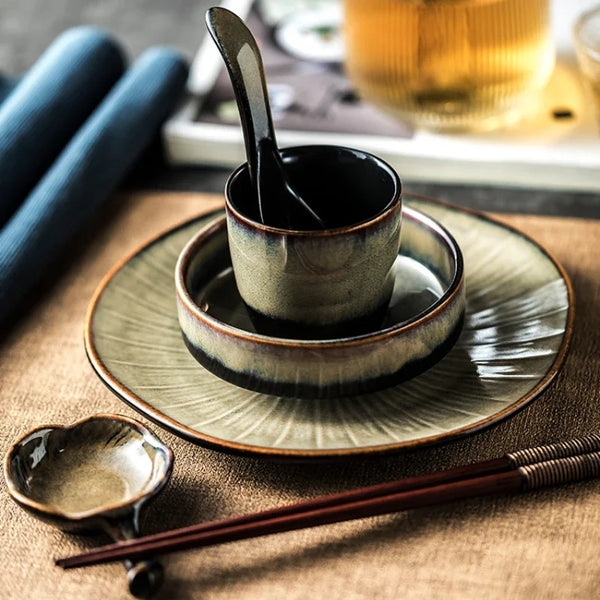 Ikari 5 Piece Ceramic Dinnerware Set With Smooth Glaze Finish