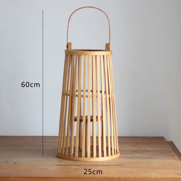 Natural Bamboo Flameless Candle Holder With Realistic Flickering Light