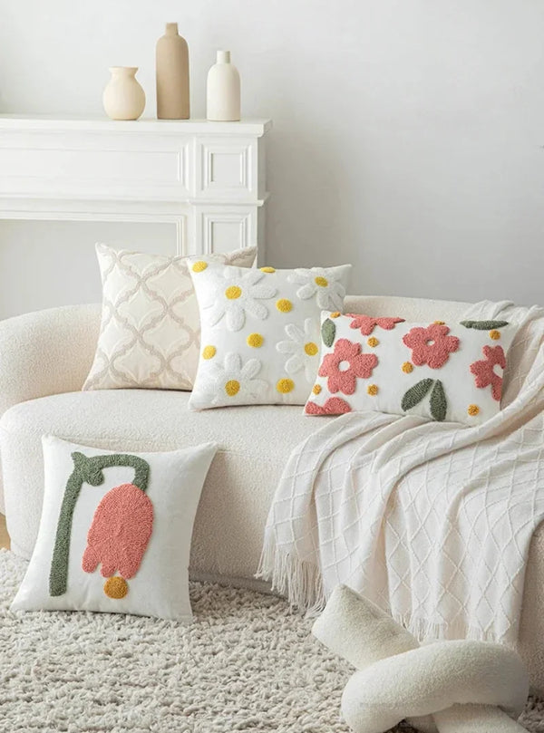 Sweet Daisy Embroidered Pillow