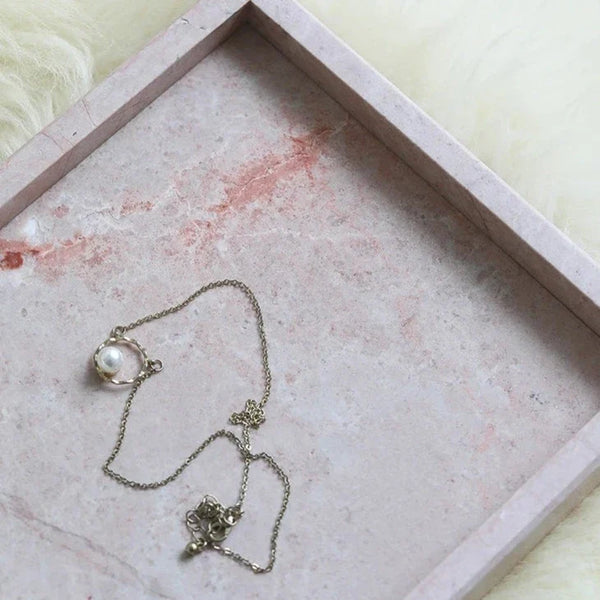 Natural Rose Marble Tray Dusty Pink Vanity Serving Tray For Home Decor