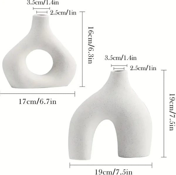 Premium Oblong Vase 2 Piece Set Elegant Modern Home Decor Accent