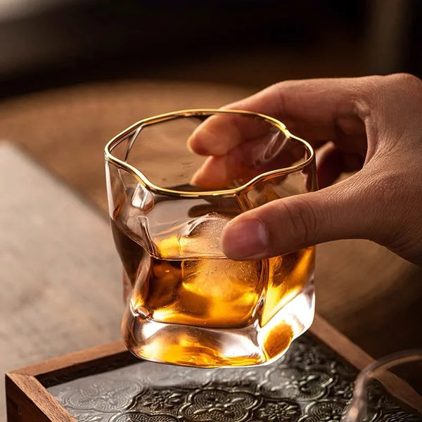 Luxury Textured Whiskey And Whisky Glasses 2 Piece Set