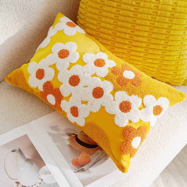 Sweet Daisy Embroidered Pillow