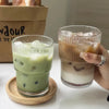 Ribbed Heat Resistant Glass To-Go Cup With Lid And Straw For Coffee