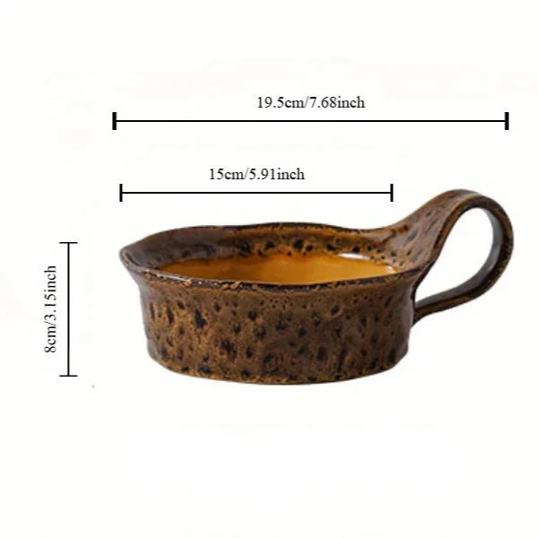 Rustic Ceramic Oatmeal Bowl Handcrafted Artisanal Kitchen Tableware