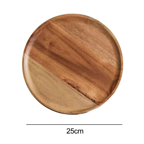 Elegant Acacia Wood Dinner Plates Rustic Tableware Set