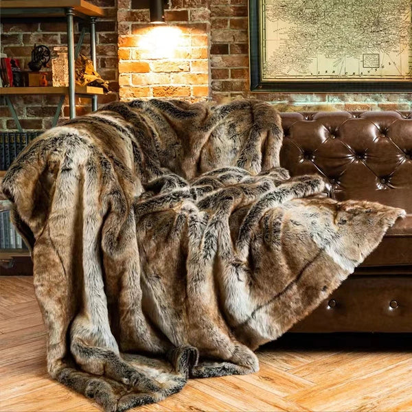 Luxury Mink Faux Fur Throw Blanket Soft Warm Cozy Living Room Decor