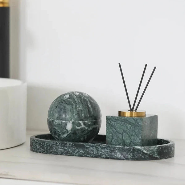 3 Piece Natural Marble Aromatherapy Set Calming Home Decor