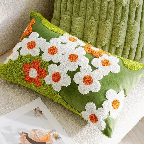Sweet Daisy Embroidered Pillow