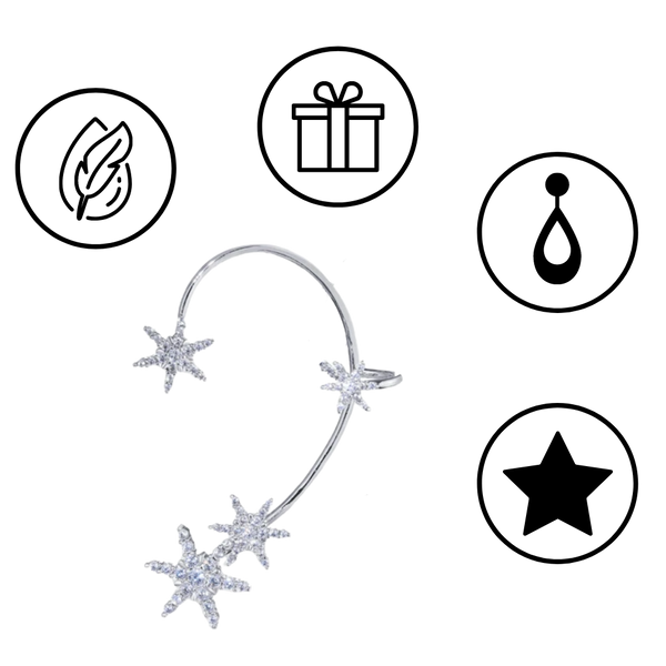 Zirconia Star Clip On Earrings All Day Comfort Hypoallergenic