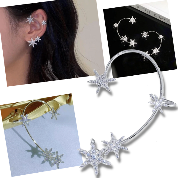 Zirconia Star Clip On Earrings All Day Comfort Hypoallergenic