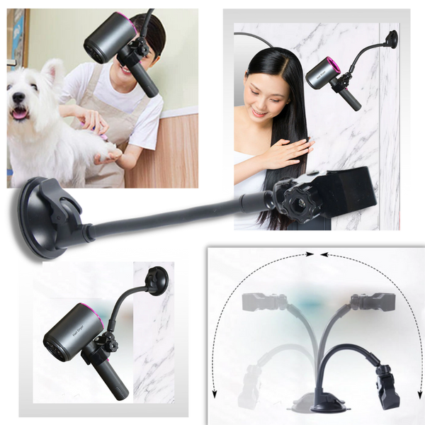 Hair Dryer Mount With Hands Free Operation For Smooth Blowouts