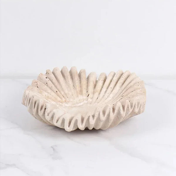 Organic Faux Travertine Sculptural Centerpiece For Modern Home Decor