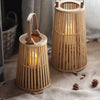 Natural Bamboo Flameless Candle Holder With Realistic Flickering Light