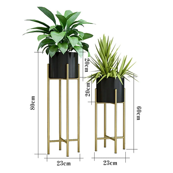 Elegant Metal Planters 2 Piece Set Indoor Outdoor Garden Decor