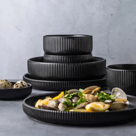 Ribbed Texture 25 Piece Dinnerware Set For Elegant Dining And Entertaining
