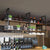 Dual Tier Hanging Bar Shelf Iron Frame Wood Wine Glass Display Rack