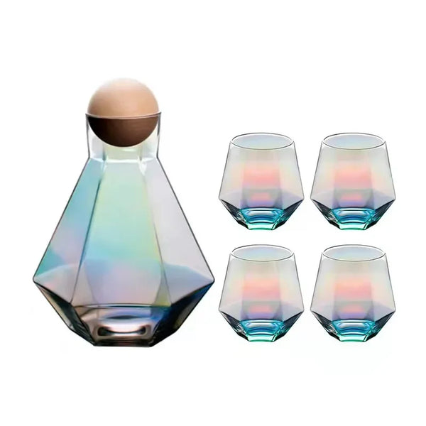 Modern Diamond Inspired Glass Tumbler 5 Piece Drinkware Set