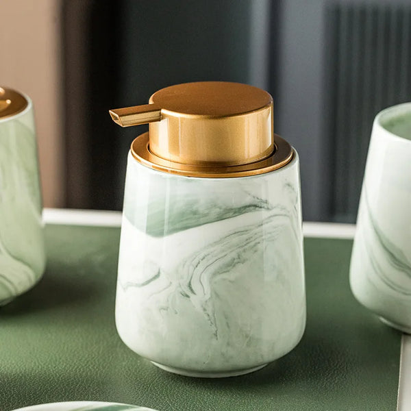 Green Marble 4 Piece Bathroom Set Modern Natural Stone