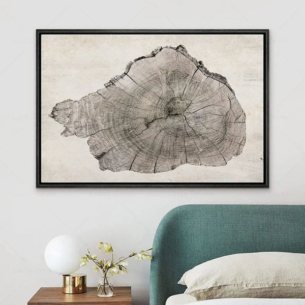 Elegant Tree Rings Abstract Canvas Wall Art For Modern Homes