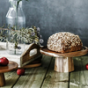 Rustic Natural Wood Food Stand For Kitchen Dining Serving Tabletop