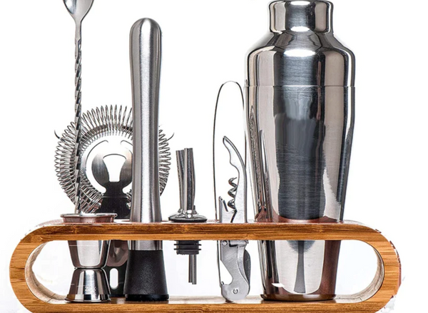 Luxury Metallic Home Bar Set With Elegant Cocktail Serving Tools