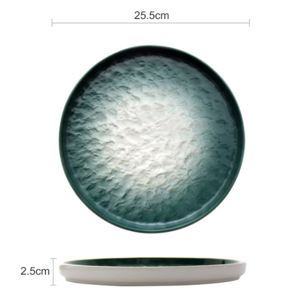 Emerald Gradient Dinner Plates Elegant Green Ceramic Tableware