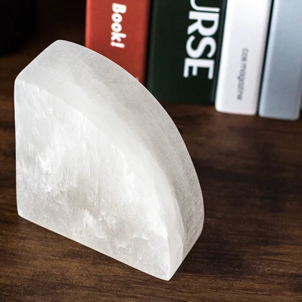Elegant White Onyx Bookend For Desk Home Office Decor Book Organizer