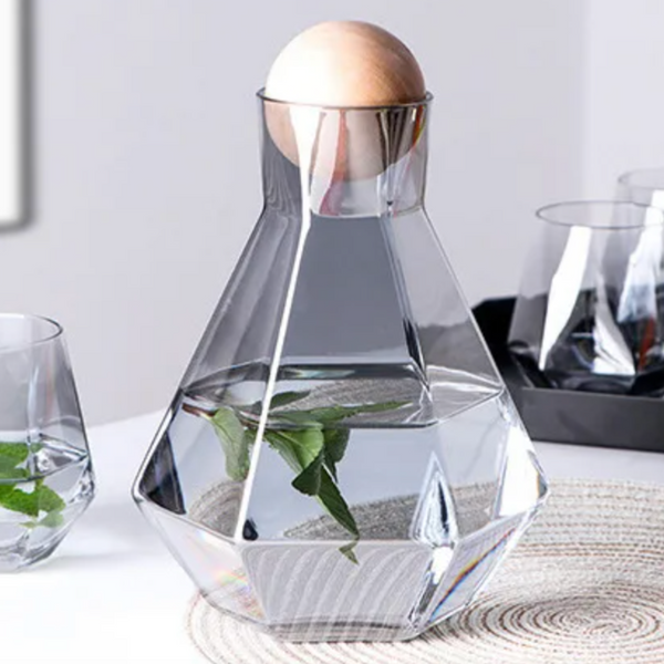 Modern Diamond Inspired Glass Tumbler 5 Piece Drinkware Set